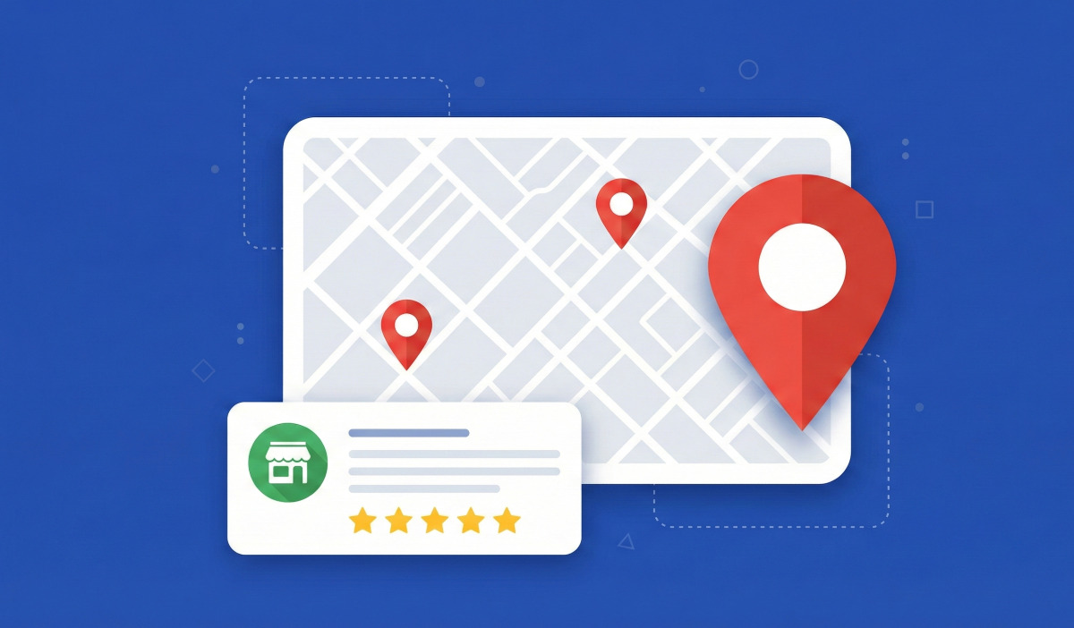Local SEO Google Map Pack ranking and business reviews illustration.