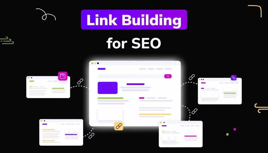 Illustration showing a central website gaining authority through incoming links, representing white-hat link building services for Wyoming businesses.